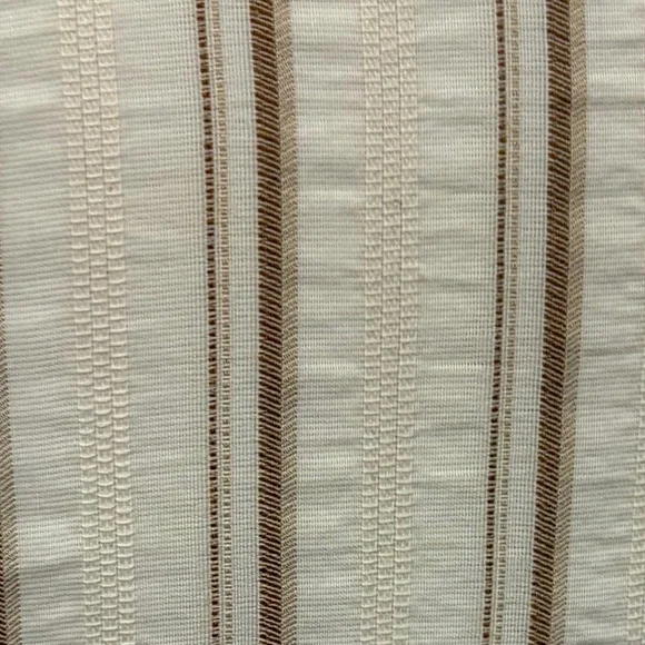 ZARA Striped White & Brown Tiered V Neck Midi Dress Linen Blend Size Medium - Picture 4 of 5